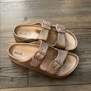 MIA Kids' Metallic Sandals with Pink Accents